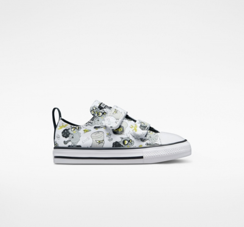 Low Top Converse Chuck Taylor All Star Easy-On Raccoons Detske Biele Čierne Siva | 153CQSKUX