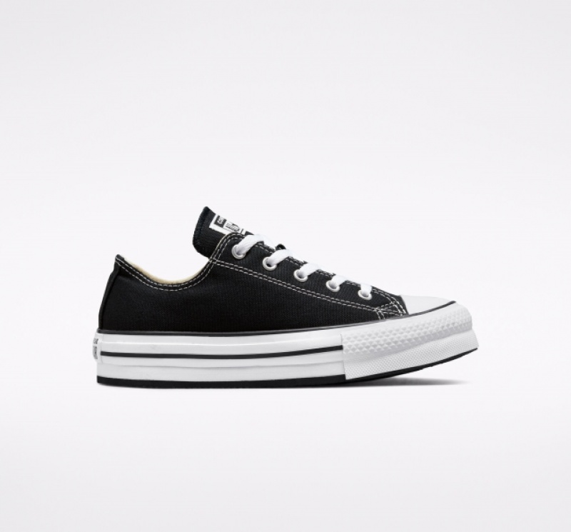 Low Top Converse Chuck Taylor All Star Lift Detske Čierne Biele Čierne | 769ARGQTN