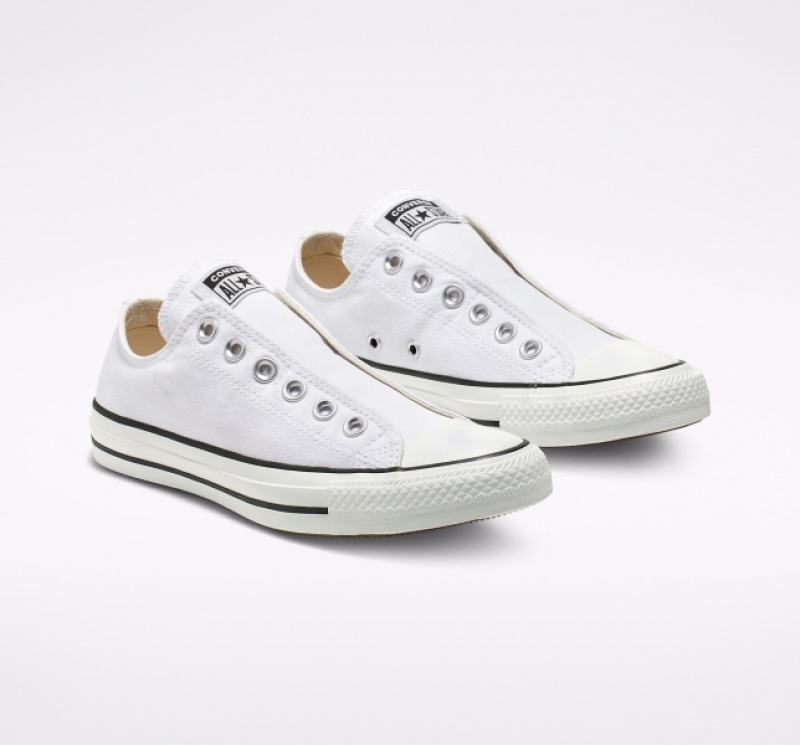 Low Top Converse Chuck Taylor All Star Slip Damske Biele Čierne Biele | 576SOQJVK