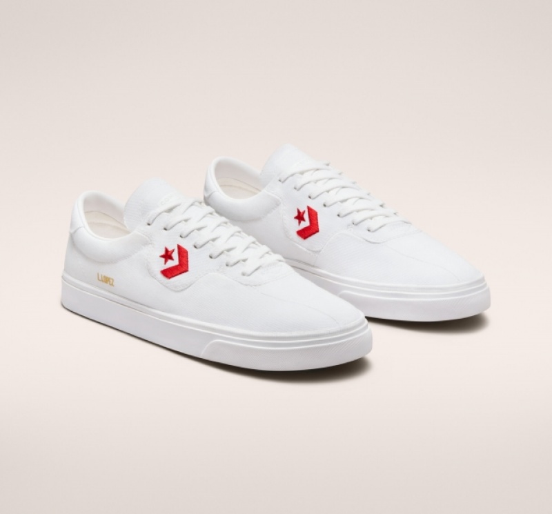 Low Top Converse Louie Lopez Pro Platene Damske Biele Červené Biele | 607MCEYXT