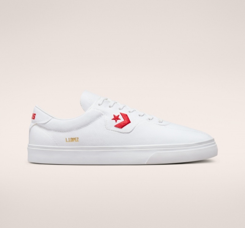 Low Top Converse Louie Lopez Pro Platene Damske Biele Červené Biele | 607MCEYXT